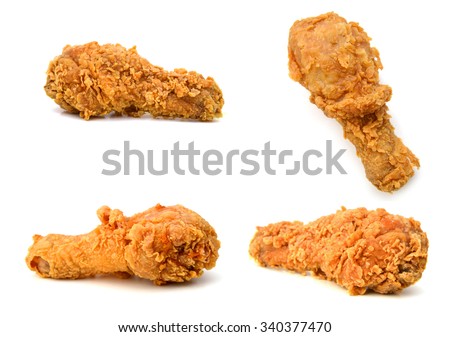 Golden brown fried chicken drumsticks