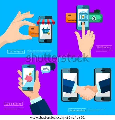 business connection and relations. Handshake, banking icons in flat, e-business, apps banner, iPhone illustration Icons shop online, business icons flat design. piggy\
App icons,  virtual shopping,