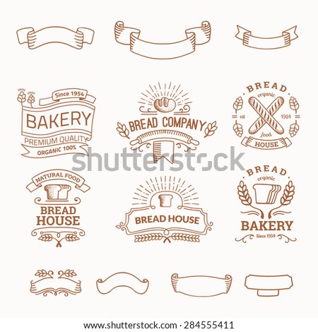 Retro set label of bread bakery Old style elements logos logotypes for badges bread company bread house cafe cake shop Logo collection Retro set label of bread bakery Old style elements logos logotypes for badges bread company bread house cafe cake shop Logo collection