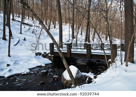 Footbridge Over A Winter Creek