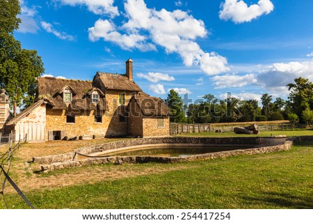 View of old hamlet of the Queen Marie-Antoinette\'s estate near Versailles palace, paris, France