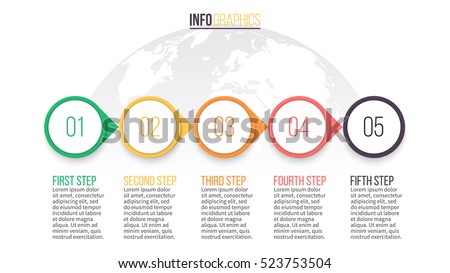 Business infographics. Timeline with 5 steps. Vector infographic element.