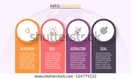 Business infographics. Timeline with 4 steps, labels. Vector infographic element.