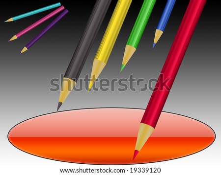 composition of different colored pencils and sketches