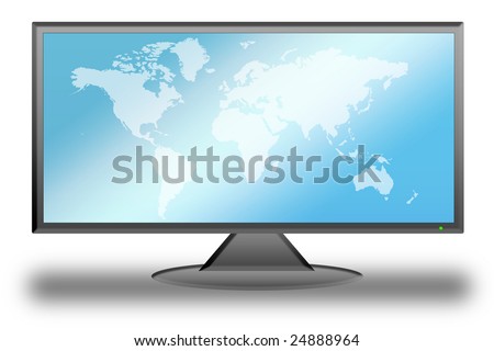 Flat LCD TV-Liquid Crystal Display with the world map