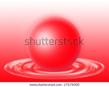 abstract illustration of a sphere which flows into the liquid of the same color