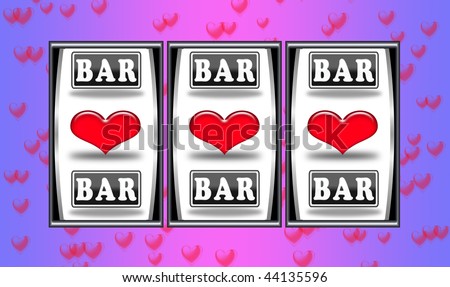 slot machine with winning symbols of hearts