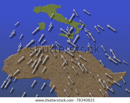 Conceptual illustration on the migration of peoples from Africa to Italy
