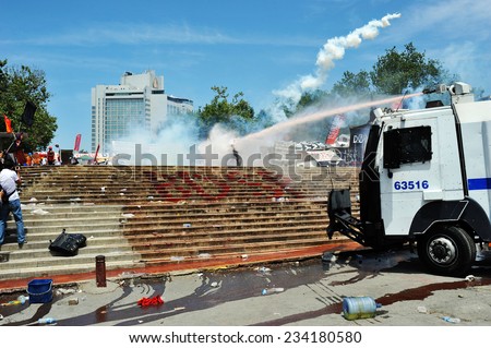 ISTANBUL - JUN 11: In Taksim Gezi Park, protests sparked by plans to build on the Gezi Park have broadened into nationwide anti government unrest on June 11, 2013 in Istanbul, Turkey. Taksim square