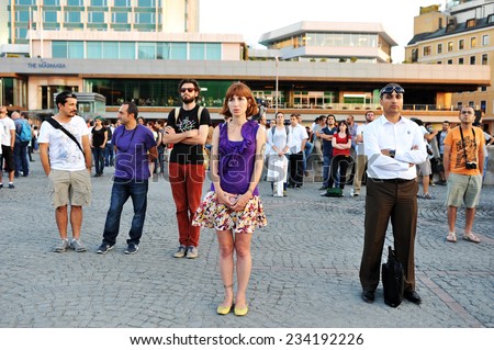 ISTANBUL - JUN 16: In Taksim Gezi Park, protests sparked by plans to build on the Gezi Park have broadened into nationwide anti government unrest on June 16, 2013 in Istanbul, Turkey. Taksim square