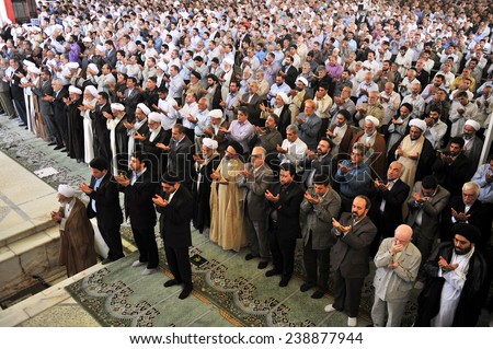 TEHERAN, IRAN - JULY 15: People praying on friday in Iran on July 15, 2011 in Teheran, Iran.