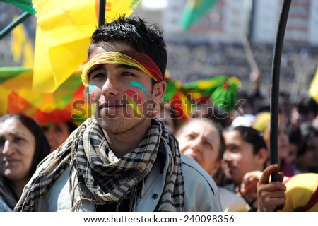 HAKKARI,TURKEY - MARCH 21: Kurds celebrating their traditional feast Newroz that means \'new day\' in kurdish on March 21, 2010 in Hakkari, Turkey.