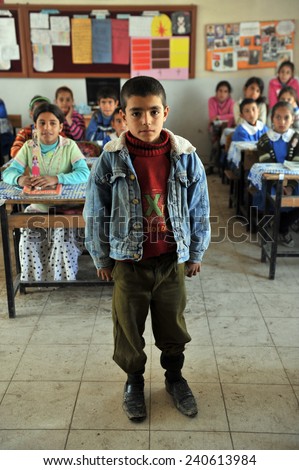 MUS, TURKEY - APRIL 21: Unidentified Turkish children Turkey  Government School on April 21, 2011 in Mus, Turkey