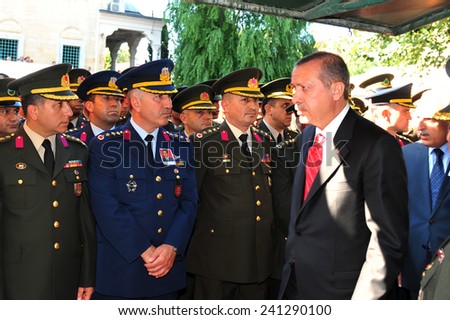 ISTANBUL, TURKEY-JUNE 06: Turkey President Recep Tayyip Erdogan  attend the funeral on June 06,2012 in Istanbul, Turkey.