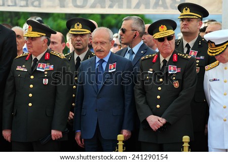 ISTANBUL, TURKEY-JUNE 06: Turkey\'s main opposition leader attend the funeral on June 06,2012 in Istanbul, Turkey.