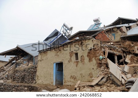 ELAZIG, TURKEY - MARCH 09:  Houses ruined during the earthquake of Elazig. Adobe houses were destroyed in the earthquake  on March 09, 2010 in Elazig, Turkey.