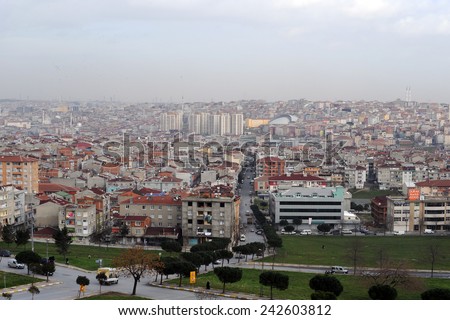 ISTANBUL,TURKEY - FEBRUARY  18: Unplanned urbanization problem and Urban sprawl in Istanbul  on  February  18,2010 in Istanbul,Turkey.