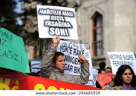 ISTANBUL, TURKEY- JUNE  11: Unidentified demonstrators in Turkey. protested the education system  on June 11, 2009 in Istanbul,Turkey