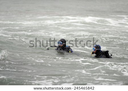 ISTANBUL, TURKEY- AUGUST  06: Divers are looking for two missing persons on August  06, 2010 in Istanbul,Turkey