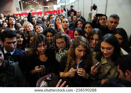 ISTANBUL, TURKEY - MARCH 23: A crowd gathered at the signing of the authors days on March 23, 2012 in Istanbul, Turkey.