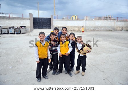 DIYARBAKIR, TURKEY - MARCH  24: Unidentified Turkish children Turkey Government School on  March  24, 2011 in Diyarbakir, Turkey
