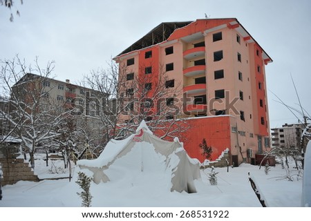 VAN, TURKEY - JAN 27: Earthquake victim people  Ercis city.  at the earthquake of Van-Ercis on January  27, 2012 in Van, Turkey.