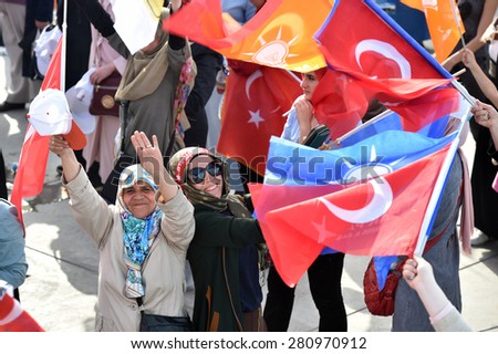 ISTANBUL - 17 May: The AK Party (AKP) meeting. Before the general election. On May 17, 2015 in Istanbul, Turkey