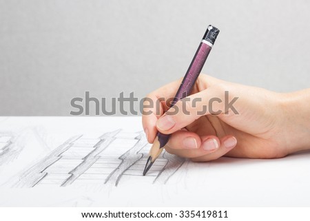 Architect working on blueprint. Architects workplace - architectural project, blueprints, ruler, tablet pc, laptop and divider compass. Construction concept. Engineering tools. Copy space for text.