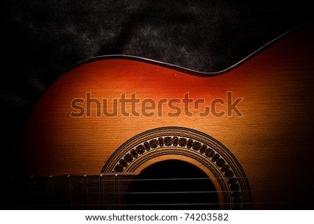 Detail of an old acoustic guitar