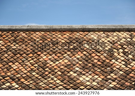 Old red brick roof tiles from south of thailand