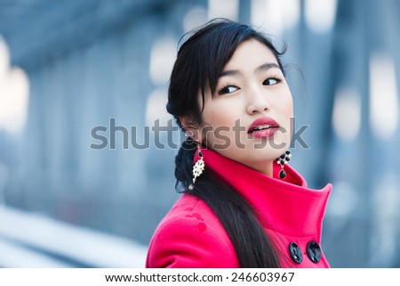 Beauty asian woman portrait at winter time