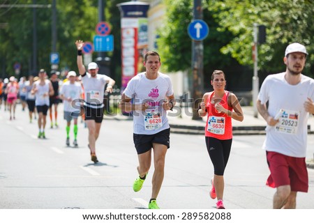 Budapest, Hungary, June 14 2015: Half marathon and marathon on the biggest relay run event of Central-Eastern Europe