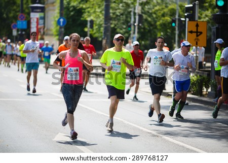 Budapest, Hungary, June 14 2015: Half marathon and marathon on the biggest relay run event of Central-Eastern Europe