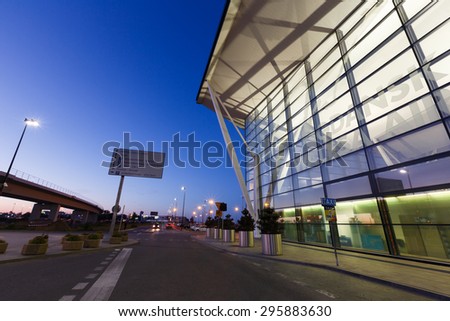 Gdansk, Poland, July 01 2015: View of modern building of Lech Valesa airport in Gdansk at morning time