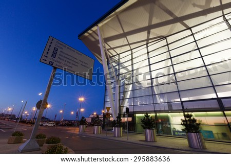Gdansk, Poland, July 01 2015: View of modern building of Lech Valesa airport in Gdansk at morning time