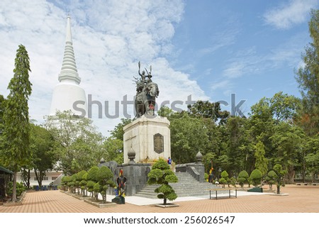 SUPHAN BURI, THAILAND - AUGUST 19, 2011: Exterior of the Don Chedi monument. The royal monument of King Naresuan the Great and the pagoda were built to commemorate the victory over the Burmese troops.