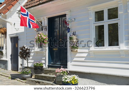 STAVANGER, NORWAY - JUNE 04, 2010: Exterior of the traditional wooden house in Stavanger, Norway.