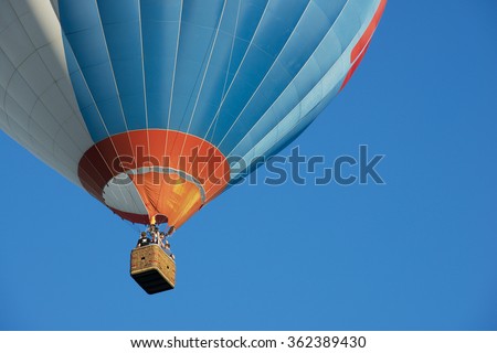 VILNIUS, LITHUANIA - AUGUST 20, 2015: Unidentified people fly with the hot air balloon in Vilnius, Lithuania.
