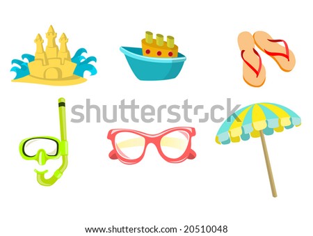 sand castel, boat, flip flip flops clip art. sand castel, boat, flip