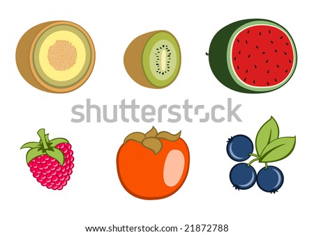 funny cute. funny, cute fruit icons.