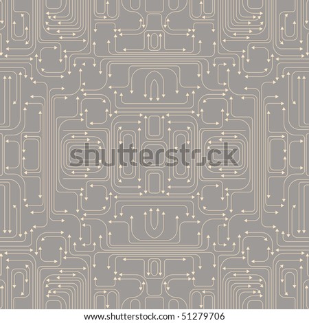 illustration of circuit board pattern includes lines and arrows on the grey background