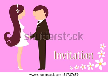 stock vector Vector Illustration of funky wedding invitation with funny 