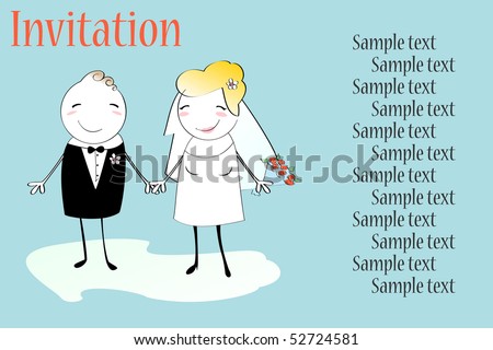stock vector Vector Illustration of funky wedding invitation with funny 