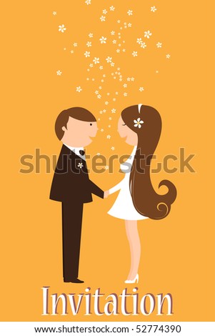 stock vector Vector Illustration of funky wedding invitation with funny
