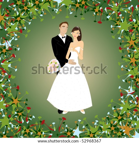 stock vector Vector illustration of funky wedding invitation with cool 