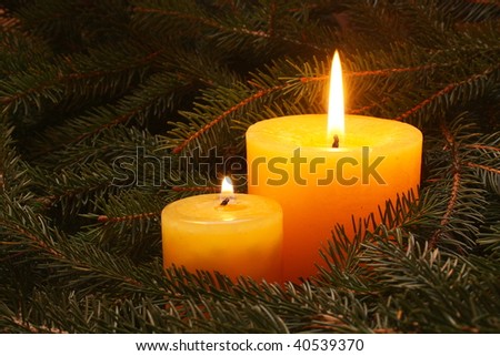 Two candles in needles.