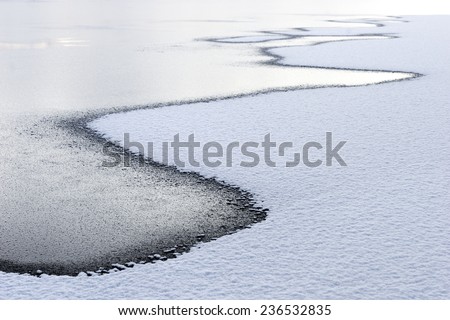 Lake or sea with ice and snow