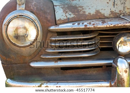 stock photo Close up of grille of rusty vintage car