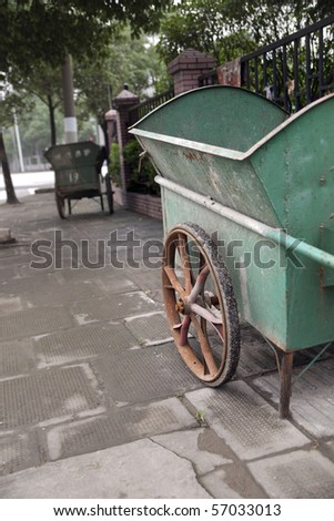 Cleaning trolley in a street in a Chinese city