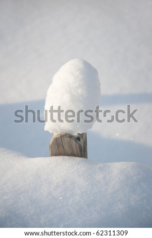 Close up of fence in deep snow